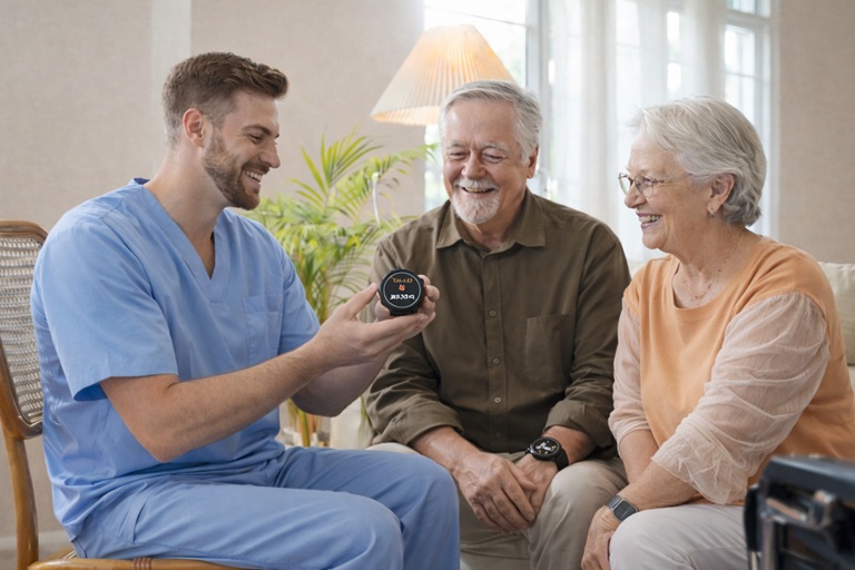 Person wearing the WellBand device